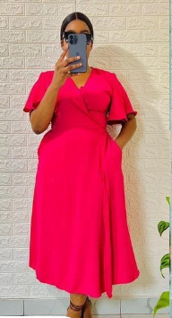 Solid Knot Side Wrap Dress