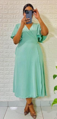 Solid Knot Side Wrap Dress