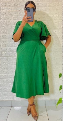 Solid Knot Side Wrap Dress