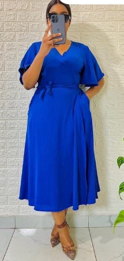 Solid Knot Side Wrap Dress