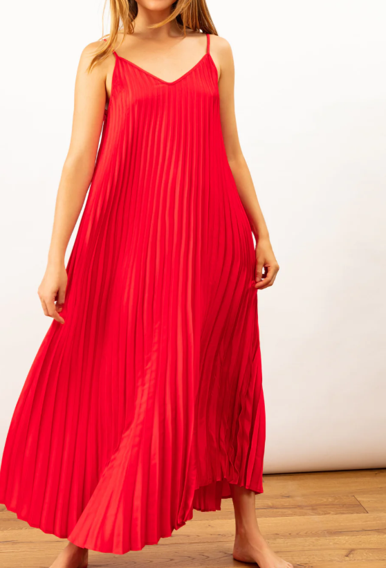 Women’s V Neck Pleated Party Dress