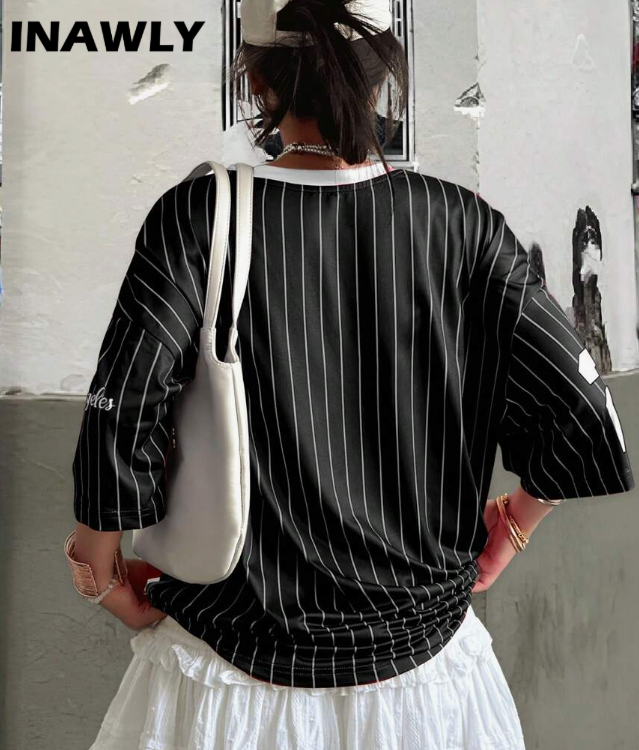 Color Block Letter Print Tee & Pleated Skirt Set