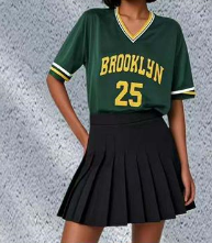 Color Block Tee & Pleated Skirt Set