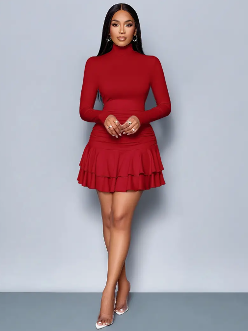 Women’s Black Ruffle Mini Dress