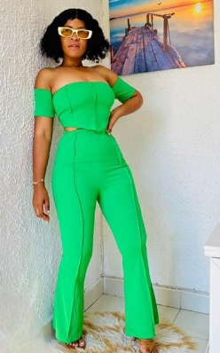 Set - Bow Collar Sleeveless Top & Pants