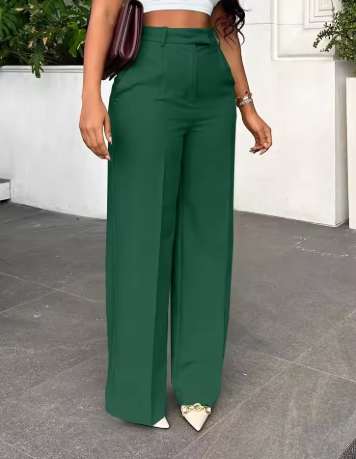 High-Waisted Straight-Leg Trousers