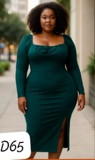 Square Neck Long Sleeve Slit Slim Dress