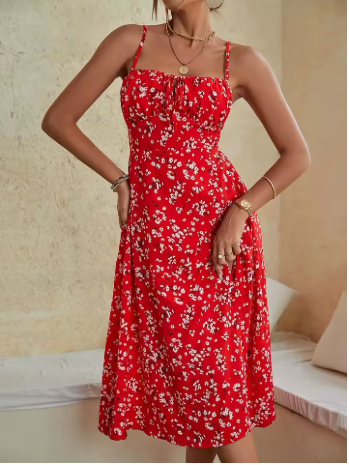 Strap Split Backless Dress