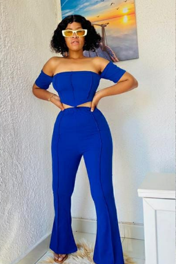 Set - Bow Collar Sleeveless Top & Pants