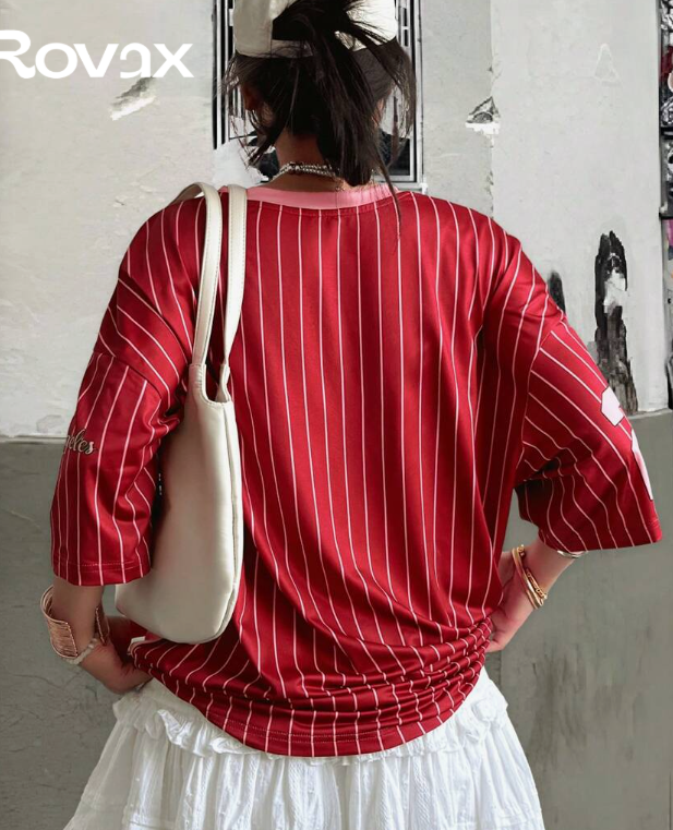 Color Block Letter Print Tee & Pleated Skirt Set