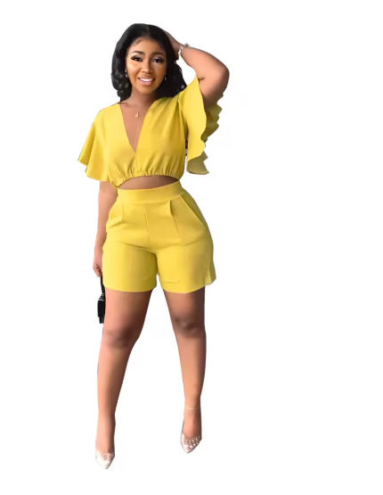 Women’s 2-Piece Set – Ruffle Top & Pants