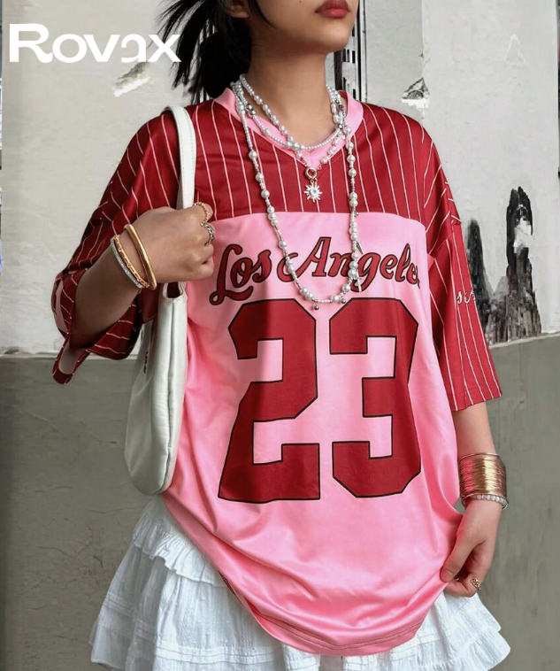 Color Block Letter Print Tee & Pleated Skirt Set
