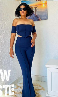 Set - Bow Collar Sleeveless Top & Pants