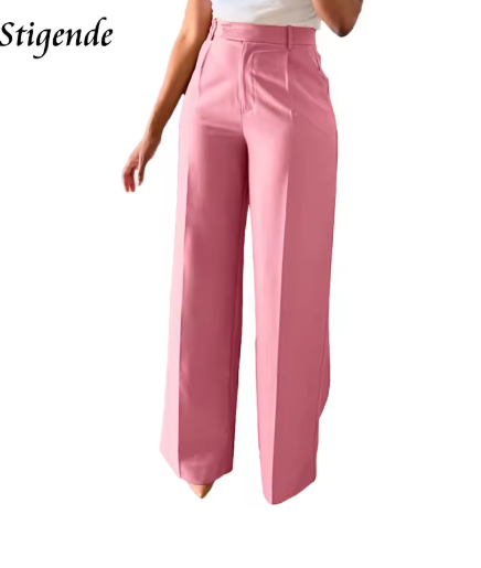High-Waisted Straight-Leg Trousers