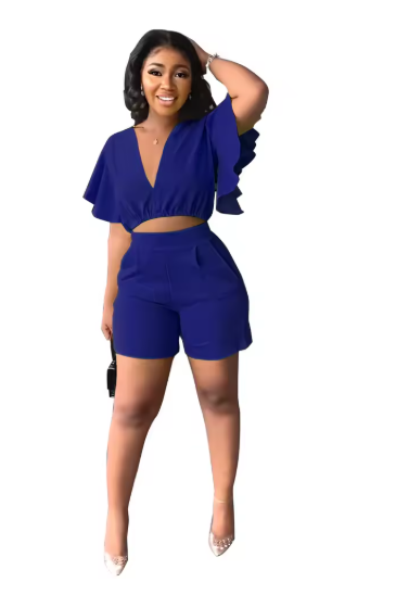 Women’s 2-Piece Set – Ruffle Top & Pants