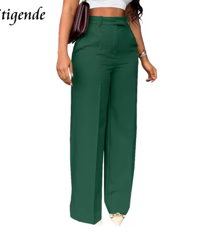 High-Waisted Straight-Leg Trousers