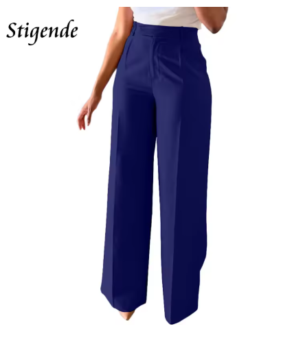 High-Waisted Straight-Leg Trousers