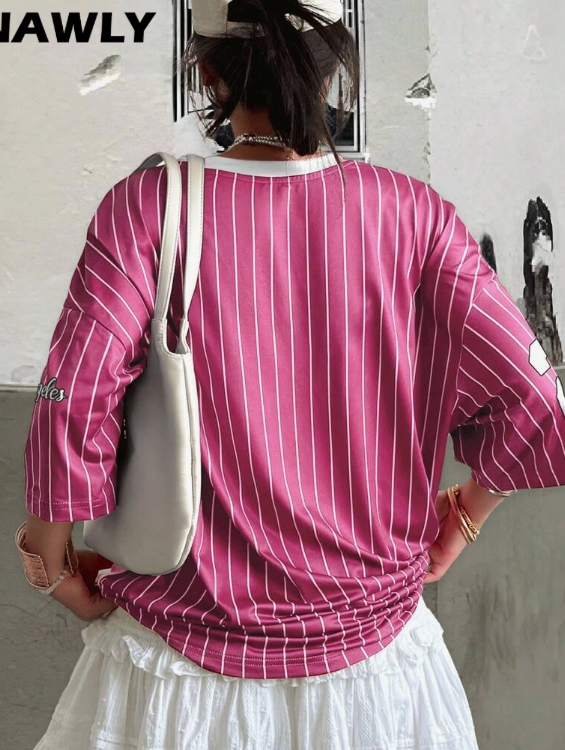 Color Block Letter Print Tee & Pleated Skirt Set