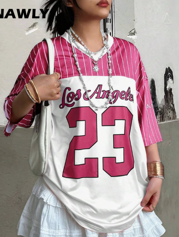 Color Block Letter Print Tee & Pleated Skirt Set