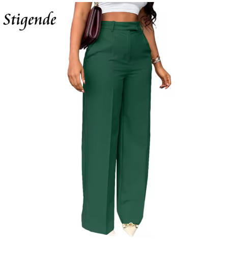 High-Waisted Straight-Leg Trousers