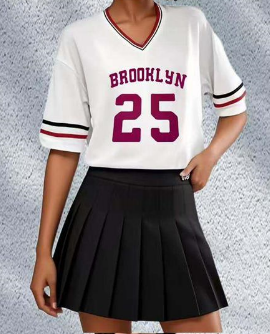 Color Block Tee & Pleated Skirt Set