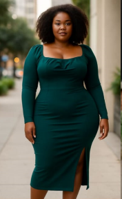 Ruched Side Split Hem Dress