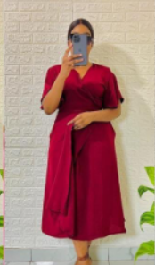 Solid Knot Side Wrap Dress