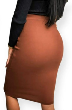 Ladies Plain Pencil Stretch Skirt