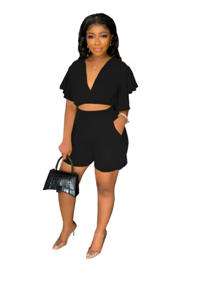 Women’s 2-Piece Set – Ruffle Top & Pants