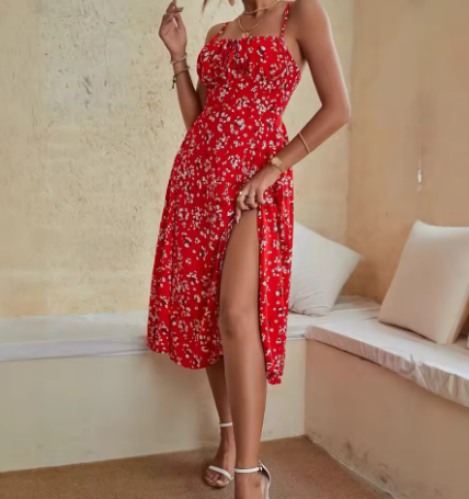 Strap Split Backless Dress