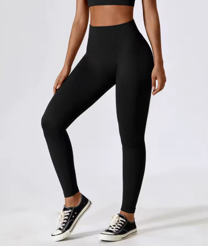 Seamless Solid Wide Waistband Sports Leggings