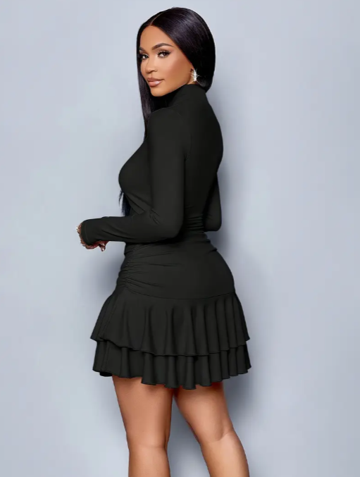 Women’s Black Ruffle Mini Dress