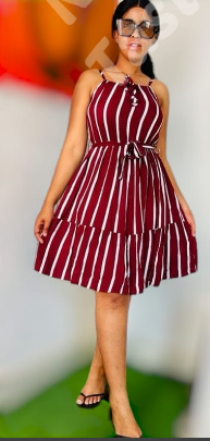 Women’s Striped Ruffle Hem Cami Dress
