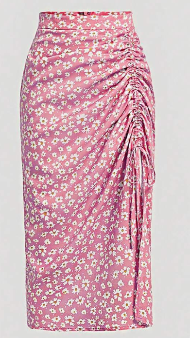 Women's Ditsy Floral Ruffle Drawstring Skirt
