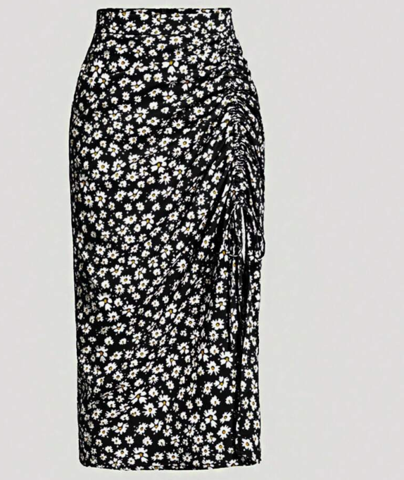 Women's Ditsy Floral Ruffle Drawstring Skirt