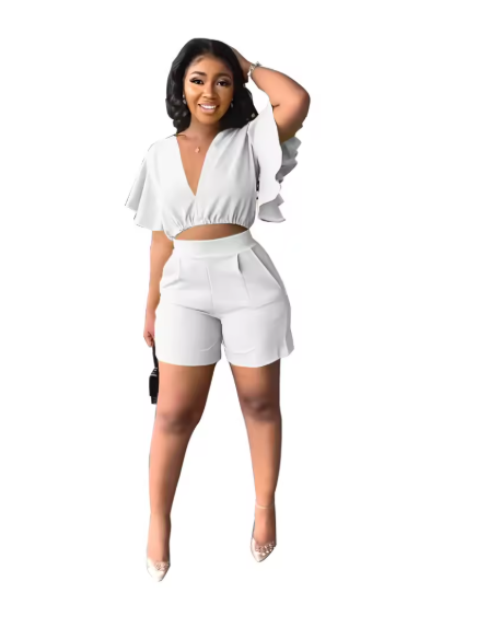 Women’s 2-Piece Set – Ruffle Top & Pants