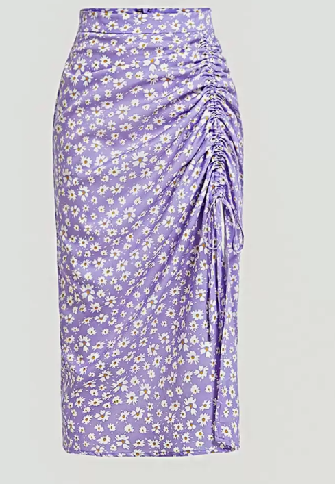 Women's Ditsy Floral Ruffle Drawstring Skirt