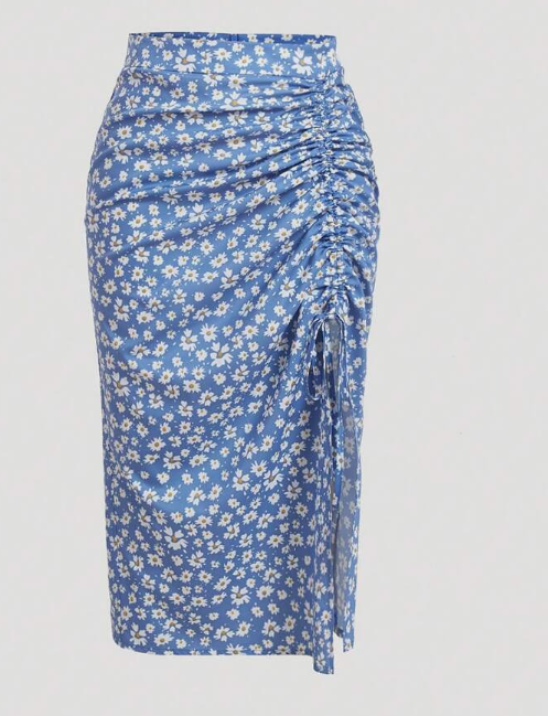 Women's Ditsy Floral Ruffle Drawstring Skirt
