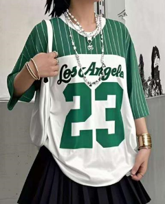 Color Block Letter Print Tee & Pleated Skirt Set