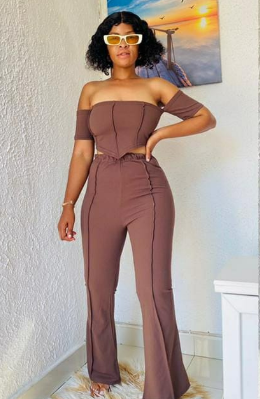 Set - Bow Collar Sleeveless Top & Pants