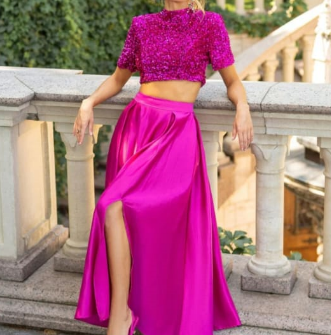 Sexy Glitter Crop Top & Skirt Set