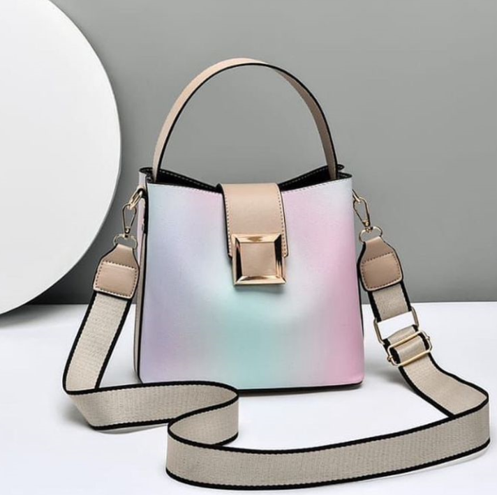 Contrast color portable bucket bag