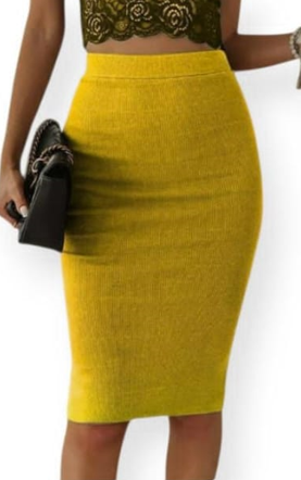 Ladies Plain Pencil Stretch Skirt