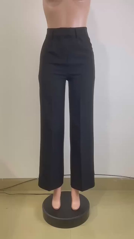 High-Waisted Straight-Leg Trousers
